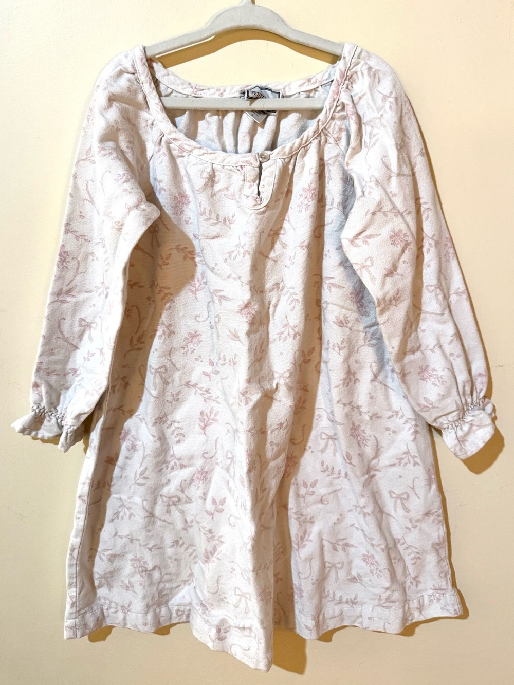 Petite Plume | Girls’ Pink Floral Delphine Flannel Nightgown